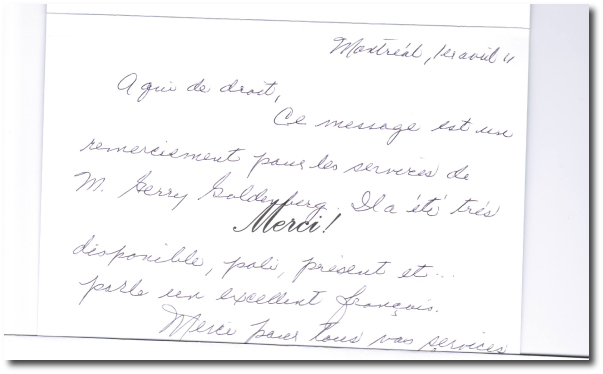 Scanned client thank-you letter