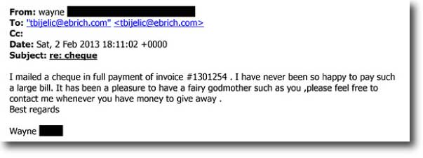 Scanned client thank-you letter